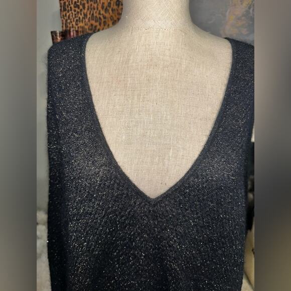 LEWIT Angora Mohair Lightweight Sweater NWT Metallic Gold Threads Sz XL - Picture 2 of 12